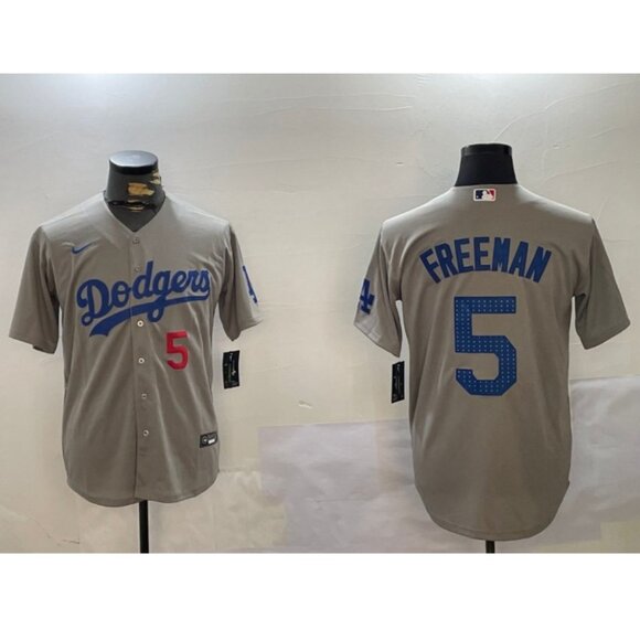 Mens Youths Kids Womens 5 Freddie Freeman Grey Stitched Jersey